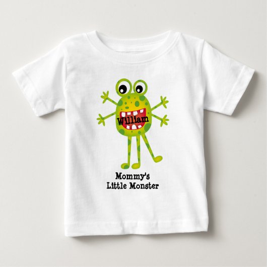 かわいい緑のマンガおもしろいおもしろい子供へ ベビーTシャツ (正面)