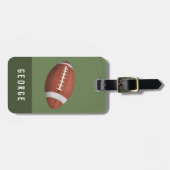 かわいい緑のモダンサッカースポーツの子供たち ラゲッジタグ (正面横)