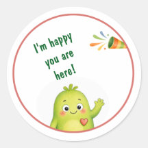 かわいい緑のモンスターステッカー 誕生日