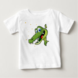 かわいい緑のワニのキャラクター ベビーTシャツ