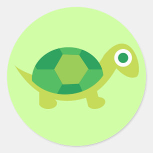 かわいい緑の亀の丸ステッカー子供へクラフト ラウンドシール