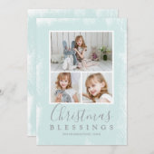 かわいい緑の写真コラージュ宗教的なクリスマス シーズンカード (正面/裏面)