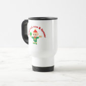 かわいい緑の妖精がクローバーを持っている トラベルマグ (正面左)