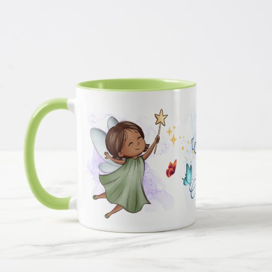 かわいい緑の妖精すべての願いが許可される マグカップ (左)