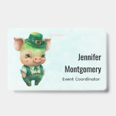 かわいい緑の妖精の豚のファンシーな衣装姿 バッジ (裏面)