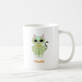 かわいい緑の子猫のキャラクター コーヒーマグカップ