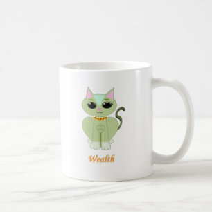 かわいい緑の子猫のキャラクター コーヒーマグカップ