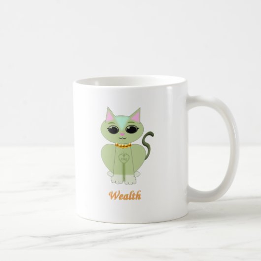 かわいい緑の子猫のキャラクター コーヒーマグカップ (右)