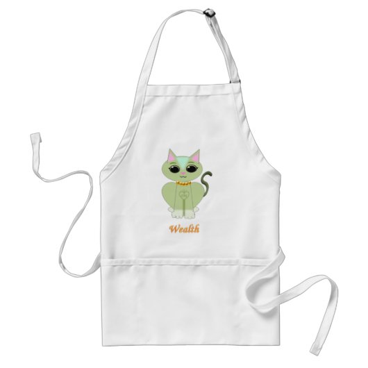 かわいい緑の子猫のキャラクター スタンダードエプロン (正面)