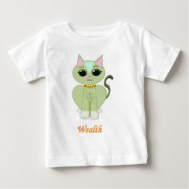 かわいい緑の子猫のキャラクター ベビーTシャツ