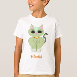 かわいい緑の子猫のキャラクター Tシャツ