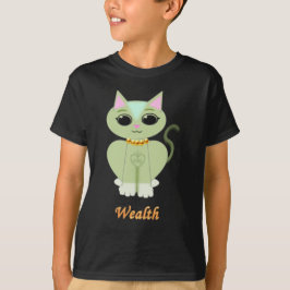 かわいい緑の子猫のキャラクター Tシャツ