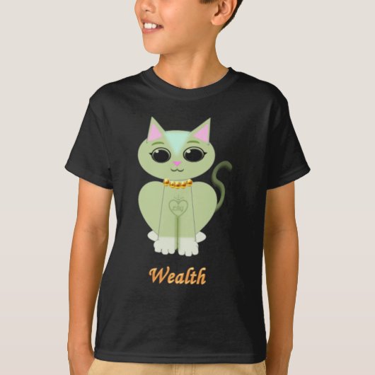 かわいい緑の子猫の漫画 Tシャツ (正面)