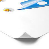 かわいい緑の宇宙エイリアンと宇宙船 ポスター (角)