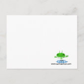 かわいい緑の宇宙エイリアンと宇宙船 ポストカード (裏面)