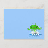 かわいい緑の宇宙エイリアンと宇宙船 ポストカード (裏面)