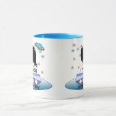 かわいい緑の宇宙エイリアンと宇宙船 マグカップ (中央)