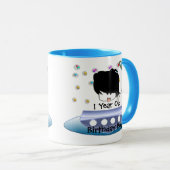 かわいい緑の宇宙エイリアンと宇宙船 マグカップ (正面右)