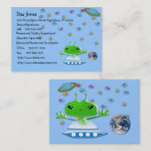 かわいい緑の宇宙エイリアンと宇宙船 名刺 (正面/裏面)