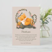 かわいい緑の小さなキツネベビーシャワー サンキューカード (スタンド正面)