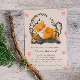 かわいい緑の小さなキツネベビーシャワー 招待状