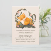 かわいい緑の小さなキツネベビーシャワー 招待状 (スタンド正面)