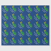 かわいい緑の小妖精や小人の亀の子どものクリスマス ラッピングペーパー (フラット)