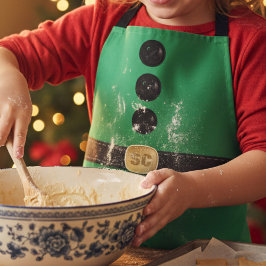 かわいい緑の小妖精や小人衣装キッズクリスマスエプロン エプロン