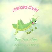 かわいい緑の幸せバッタ漫画 ウィンドウサイン (シート3)