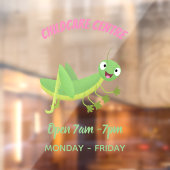 かわいい緑の幸せバッタ漫画 ウィンドウサイン (シート2)