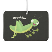 かわいい緑の幸せバッタ漫画 カーエアーフレッシュナー (裏面)