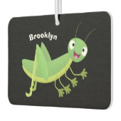 かわいい緑の幸せバッタ漫画 カーエアーフレッシュナー (左)