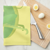 かわいい緑の幸せバッタ漫画 キッチンタオル (四つ折り)