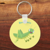 かわいい緑の幸せバッタ漫画 キーホルダー (正面)