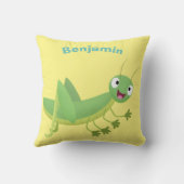 かわいい緑の幸せバッタ漫画 クッション (裏面)