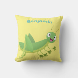 かわいい緑の幸せバッタ漫画 クッション