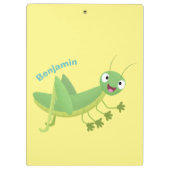 かわいい緑の幸せバッタ漫画 クリップボード (裏面)