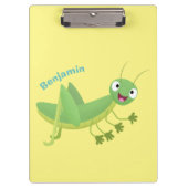 かわいい緑の幸せバッタ漫画 クリップボード (正面)