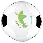 かわいい緑の幸せバッタ漫画 サッカーボール (回転)