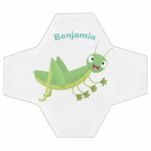 かわいい緑の幸せバッタ漫画 サッカーボール (フラット)