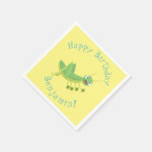 かわいい緑の幸せバッタ漫画 スタンダードカクテルナプキン (角)