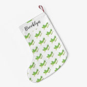 かわいい緑の幸せバッタ漫画 スモールクリスマスストッキング (裏面 (吊り時))