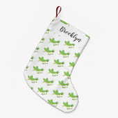 かわいい緑の幸せバッタ漫画 スモールクリスマスストッキング (正面 (吊り時))