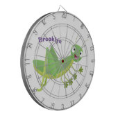 かわいい緑の幸せバッタ漫画 ダーツボード (正面左)