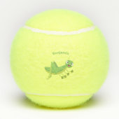 かわいい緑の幸せバッタ漫画 テニスボール (裏面)