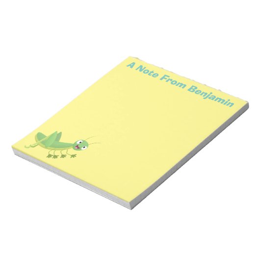 かわいい緑の幸せバッタ漫画 ノートパッド (回転)