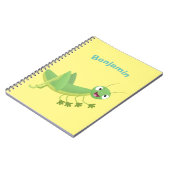 かわいい緑の幸せバッタ漫画 ノートブック (左側)