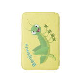 かわいい緑の幸せバッタ漫画 バスマット (正面縦)