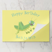 かわいい緑の幸せバッタ漫画 ペーパーパッド (折り畳み)