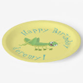 かわいい緑の幸せバッタ漫画 ペーパープレート (アングル)